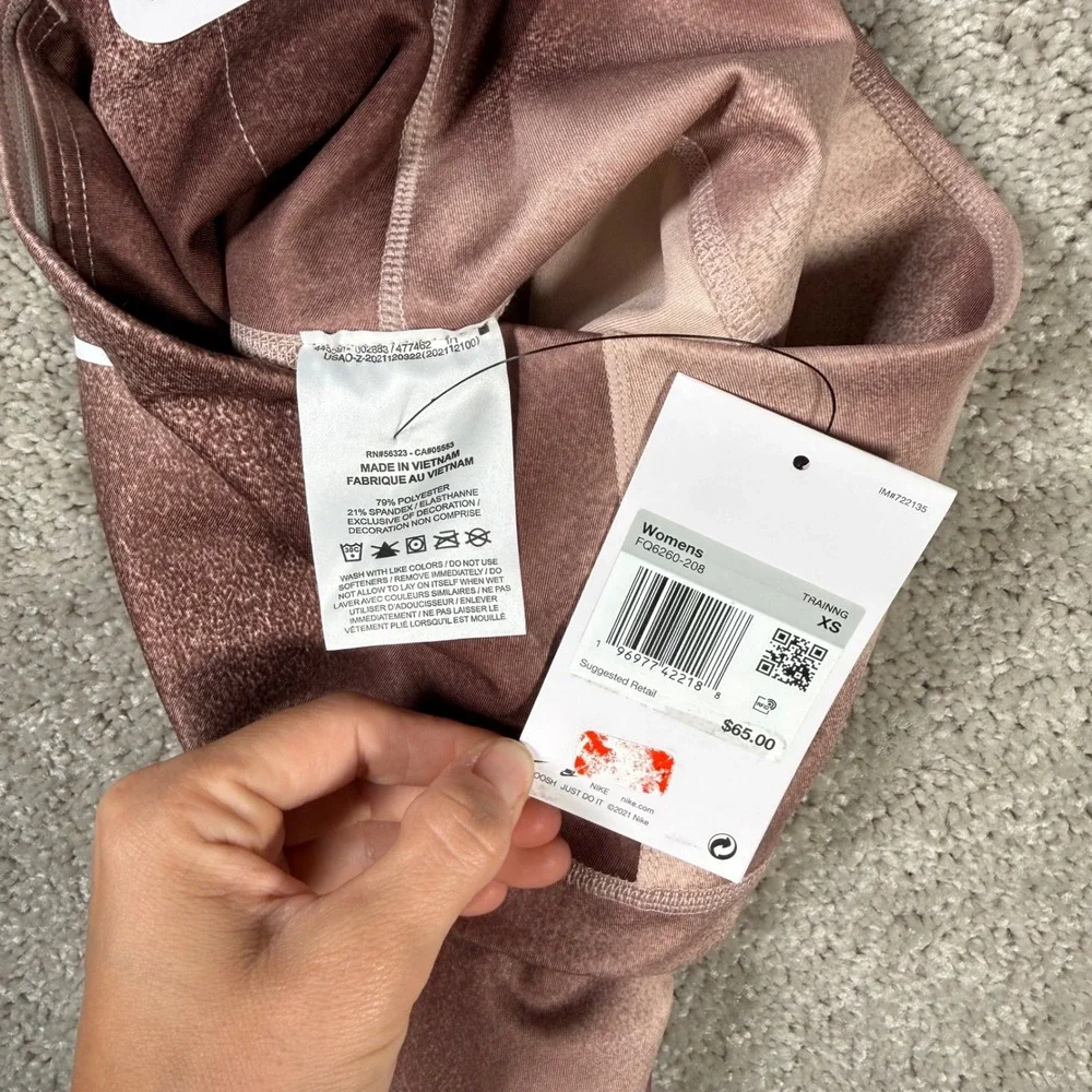 NWT Nike‎ One Women's XS High Rise Full Length Dri-Fit Leggings Mauve Ombre